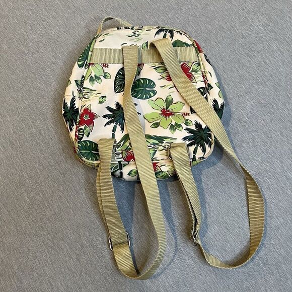 Vintage SUNNY HAWAII Cream w/Palm Tree Floral Print Mini Backpack Purse - Picture 2 of 14